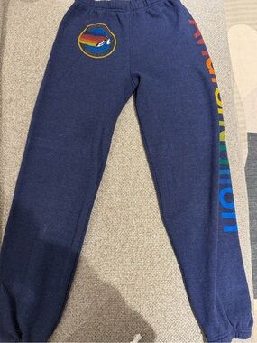 Kids size 14 aviator nation sweat pants. Navy with logo and name on side